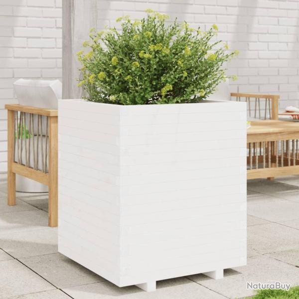 Jardinire blanc 60x60x72,5 cm bois de pin massif alsavelo