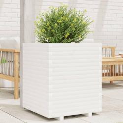 Jardinière blanc 60x60x72 cm bois de pin massif alsavelo