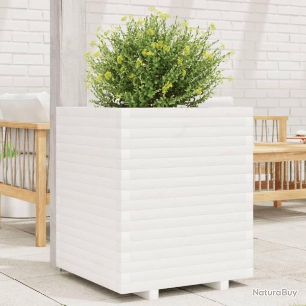 Jardinire blanc 60x60x72 cm bois de pin massif alsavelo