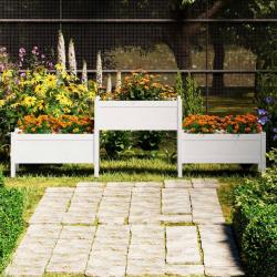 Jardinière Blanc 245,5x44x75 cm Bois massif de pin alsavelo