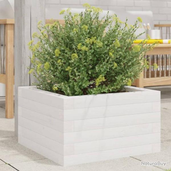 Jardinire blanc 40x40x23 cm bois de pin massif