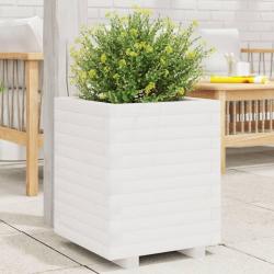 Jardinière blanc 40x40x49,5 cm bois de pin massif alsavelo