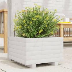 Jardinière blanc 40x40x26,5 cm bois de pin massif alsavelo