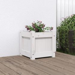Jardinière blanc 31x31x31 cm bois de pin massif alsavelo