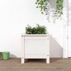 Jardinière blanc 40x40x39 cm bois massif de pin alsavelo