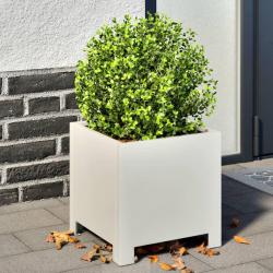 Jardinière blanc 30x30x30 cm acier alsavelo