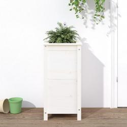 Jardinière blanc 40x40x78 cm bois massif de pin alsavelo