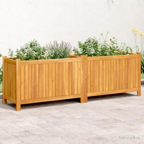 Jardinire avec doublure 153x38,5x50 cm bois massif d'acacia