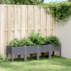 Jardinière avec pieds bleu gris 160x40x42 cm PP alsavelo