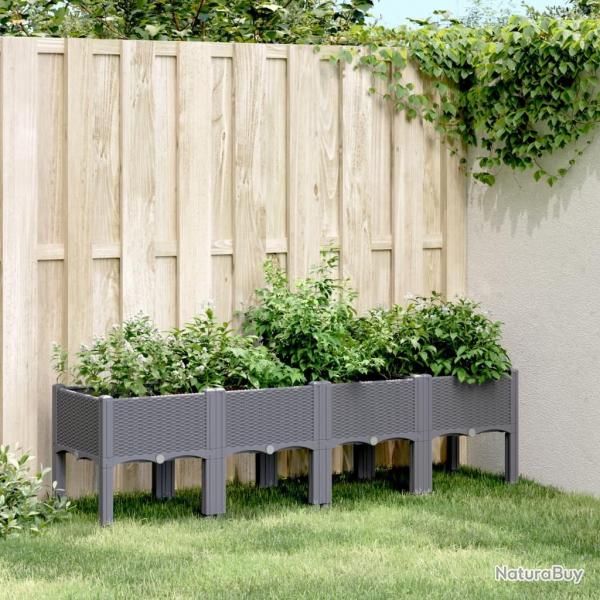 Jardinire avec pieds bleu gris 160x40x42 cm PP alsavelo