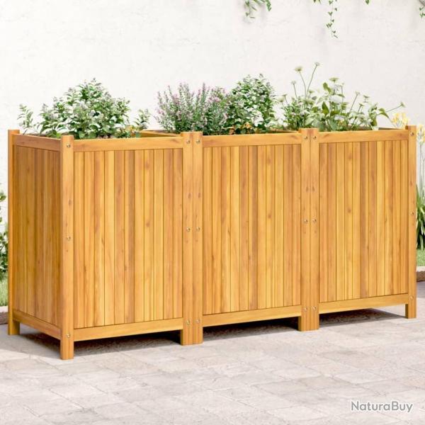 Jardinire avec doublure 150x50x75 cm bois massif d'acacia alsavelo