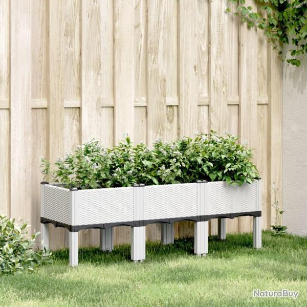 Jardinire avec pieds blanc 120x40x42 cm PP alsavelo