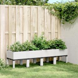 Jardinière avec pieds blanc 160x40x42 cm PP alsavelo