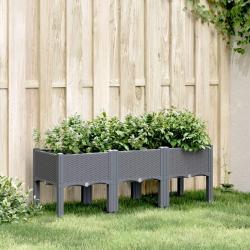 Jardinière avec pieds bleu gris 120x40x42 cm PP alsavelo