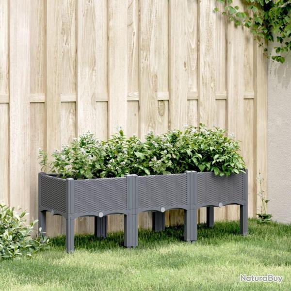 Jardinire avec pieds bleu gris 120x40x42 cm PP alsavelo
