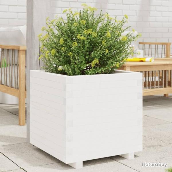 Jardinire blanc 60x60x49,5 cm bois de pin massif