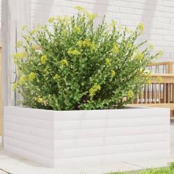 Jardinière blanc 60x60x23 cm bois de pin massif alsavelo