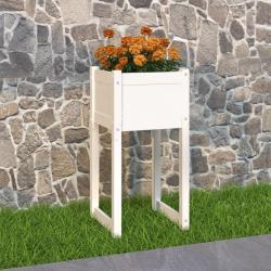 Jardinière Blanc 40x40x81 cm Bois massif de pin alsavelo