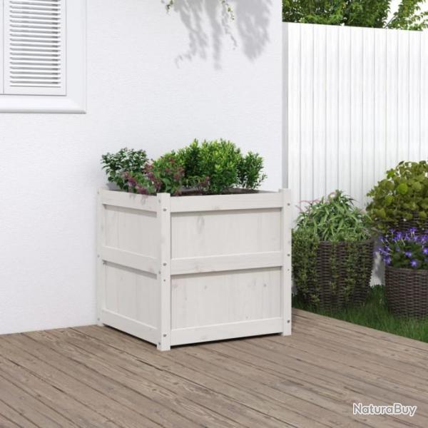 Jardinire blanc 60x60x60 cm bois de pin massif alsavelo