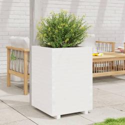 Jardinière blanc 50x50x72,5 cm bois de pin massif alsavelo