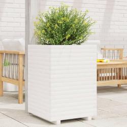 Jardinière blanc 50x50x72 cm bois de pin massif alsavelo