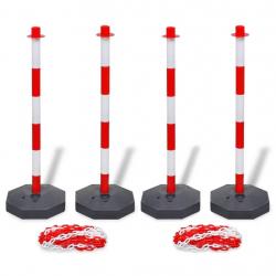 Jeu de 4 poteaux à chaîne et 2 chaînes en plastique 10m chacune alsavelo