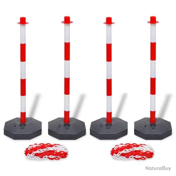 Jeu de 4 poteaux  chane et 2 chanes en plastique 10m chacune alsavelo
