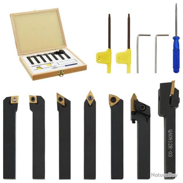 Jeu d'outils de tournage indexables 12 pcs 8x8 mm 70 mm alsavelo