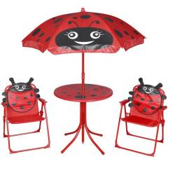 Jeu de bistro avec parasol pour enfants 3 pcs Rouge