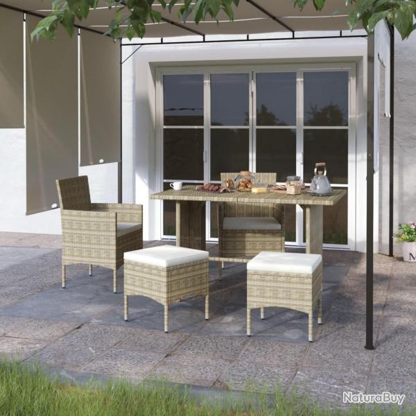 Jeu de chaise et tabouret de jardin 4 pcs Rsine tresse Beige alsavelo