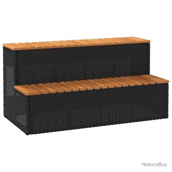 Marche bain  remous noir 100x50x50,5cm polyrotin acacia massif alsavelo