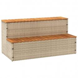 Marche bain remous beige 100x50x50,5 cm polyrotin acacia massif alsavelo