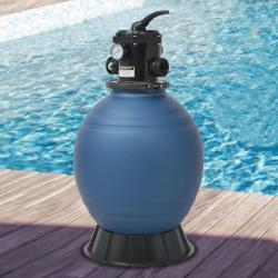 Filtre à sable pour piscine avec vanne 6 positions Bleu 460 mm alsavelo