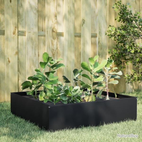 Lit surlev de jardin noir 100x100x25 cm acier alsavelo