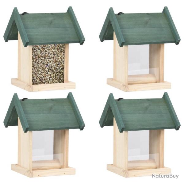 Mangeoires  oiseaux 4 pcs Bois de sapin alsavelo