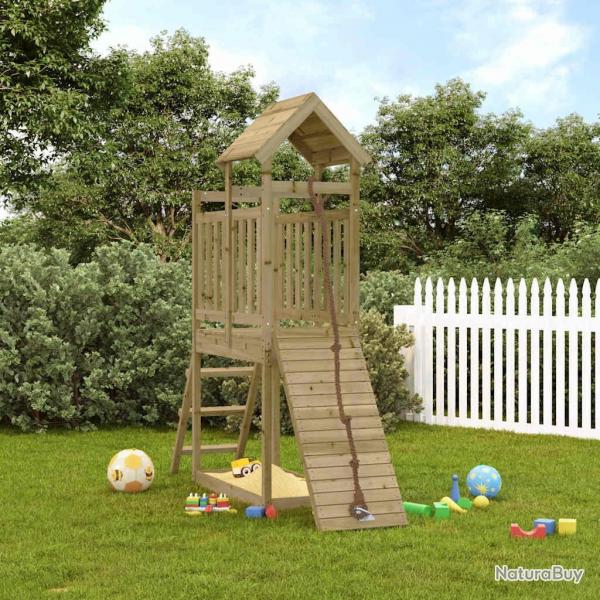 Maisonnette de jeu avec mur d'escalade bois de pin imprgn alsavelo