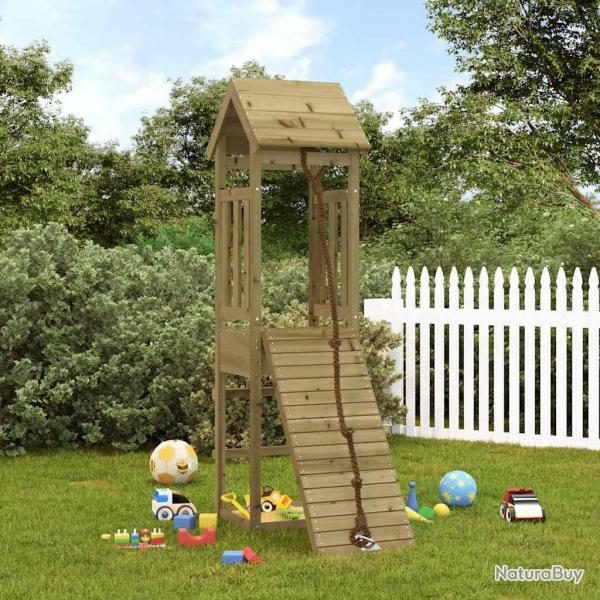 Maisonnette de jeu avec mur d'escalade bois de pin imprgn alsavelo