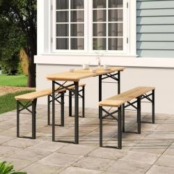 tables à bière pliantes 3 pcs bois massif de sapin alsavelo