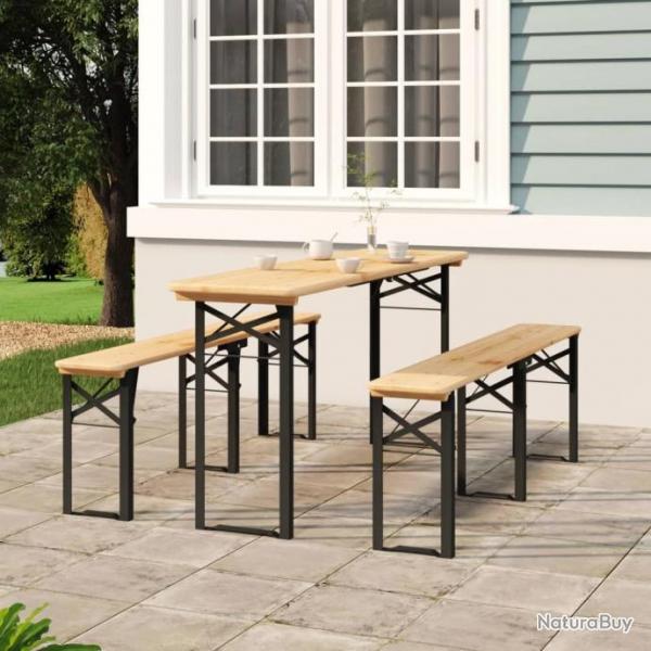 tables  bire pliantes 3 pcs bois massif de sapin