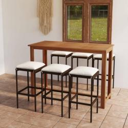 bar de jardin avec coussins 7 pcs Marron alsavelo