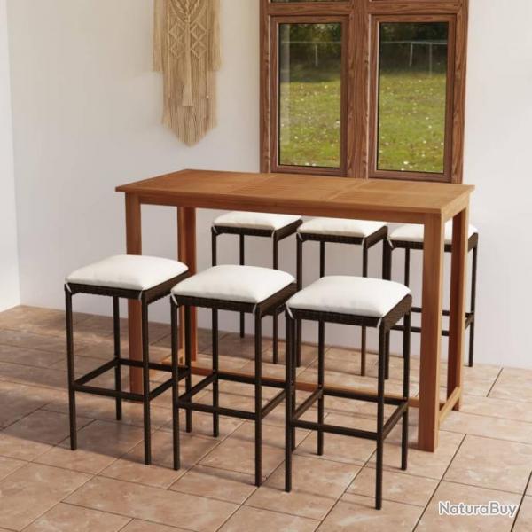 bar de jardin avec coussins 7 pcs Marron