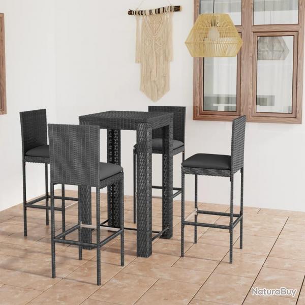 bar d'extrieur 5 pcs coussins Rsine tresse Gris alsavelo