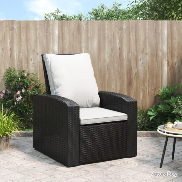Fauteuil inclinable de jardin avec coussins noir rsine tresse alsavelo