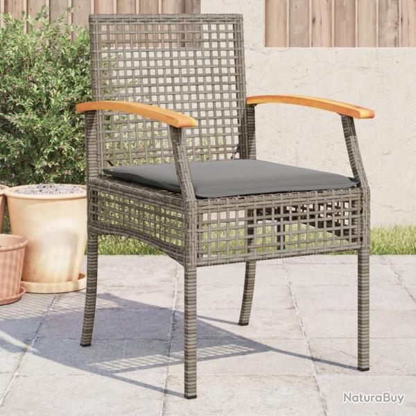 Chaises de jardin coussins lot de 4 gris rsine tresse acacia alsavelo