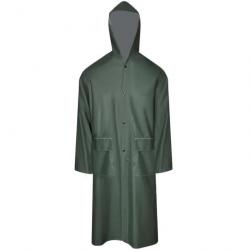 Manteau de pluie long imperméable résistant à capuche vert alsavelo