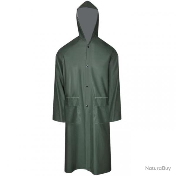 Manteau de pluie long impermable rsistant  capuche vert alsavelo