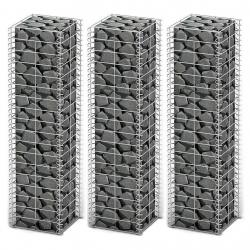 Jeu de panier de gabion 3 pcs Fil galvanisé 25x25x100 cm alsavelo