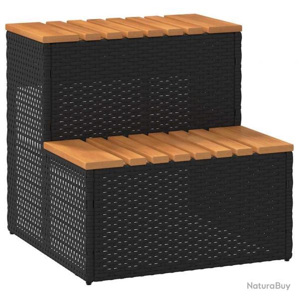 Marche bain  remous noir 50x50x50,5cm polyrotin acacia massif alsavelo
