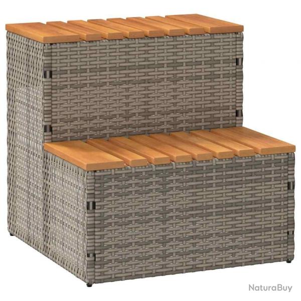 Marche bain  remous gris 50x50x50,5cm polyrotin acacia massif alsavelo