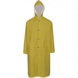 Manteau de pluie long imperméable résistant à capuche jaune alsavelo